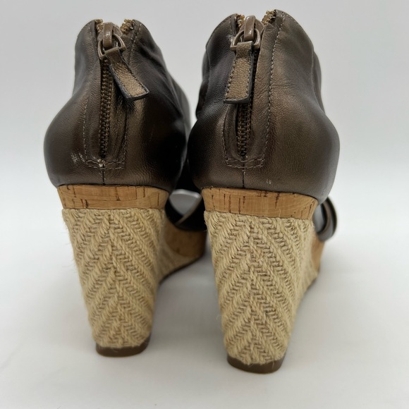 Cole Haan Wedge Sandals Metallic Bronze Leather Cork 7B Comfortable Shoes - Picture 12 of 16